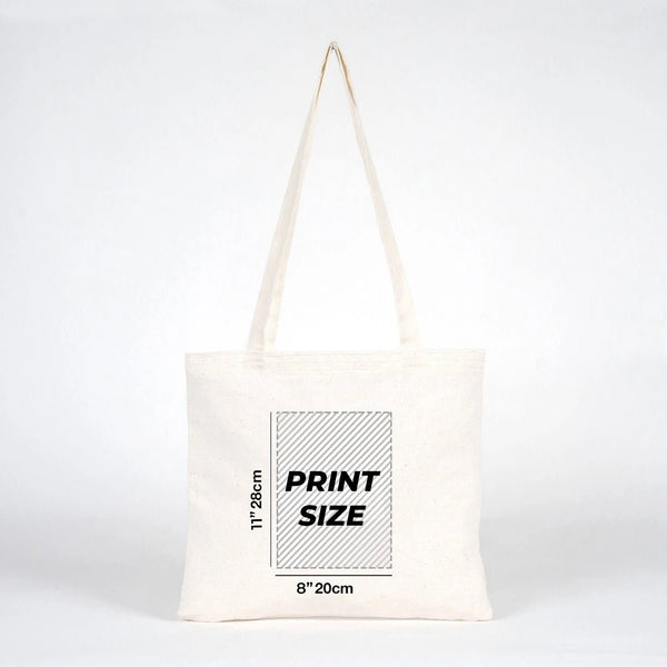 Custom Cotton Shoulder Tote Bag – 14" × 12" (35 × 30 cm) – Natural - View 2