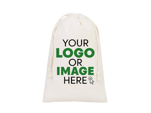 Custom Logo Pouch 8x12" | Personalized Organic Cotton Favor Bag — logo detail | Pamusan
