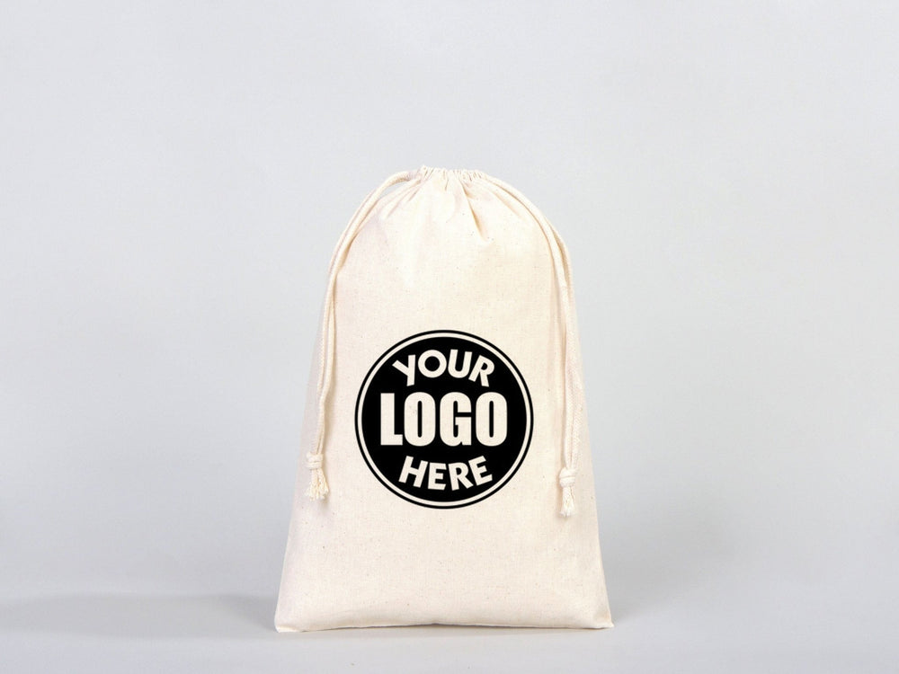 Custom Logo Pouch 8x12" | Personalized Organic Cotton Favor Bag | Pamusan