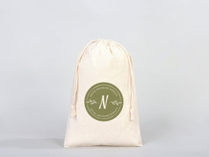 Custom Logo Pouch 8x12" | Personalized Organic Cotton Favor Bag — logo detail | Pamusan