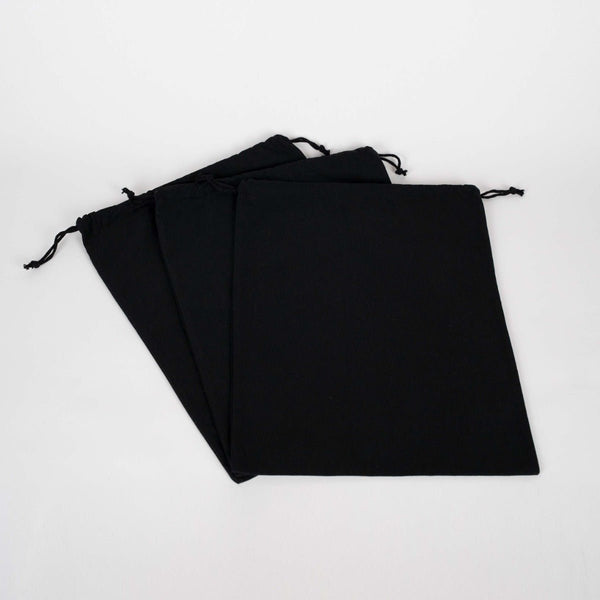 Custom Printed Black Cotton Drawstring Pouch – 12" × 16" – 4 oz - Pamusan.com