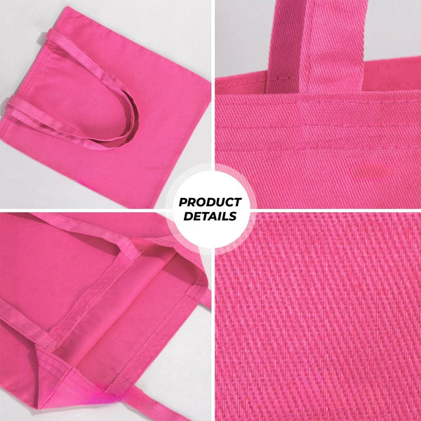 Custom Printed Cotton Tote Bag – Pink – 14" × 16" (35 × 40 cm) – 6 oz - Pamusan.com