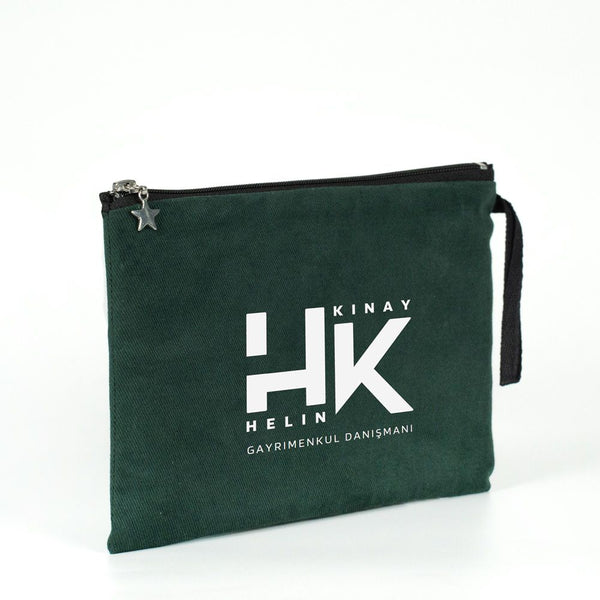 Custom Zippered Clutch Bag – Pine Green – 10" × 7" (25 × 18 cm) - Pamusan.com