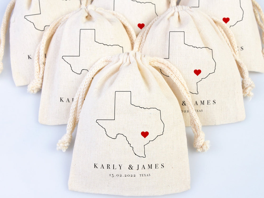 Customized Texas Wedding Welcome Bags – Personalized Tote with Your Name or Texas Map Design | Pamusan