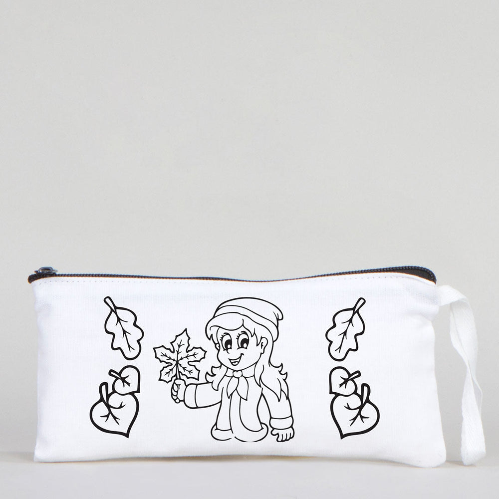 Dyeable Fabric Pencil Case - 8" W x 4" H (21cm x 10cm) - Autumn - Pamusan.com