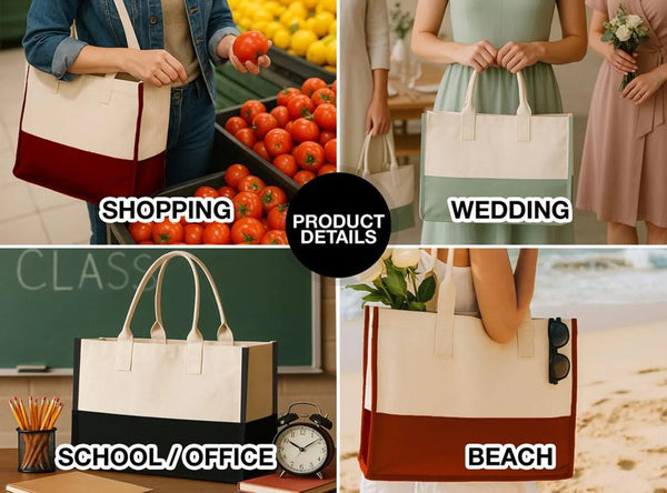 Elite Large Canvas Tote Bag – Customizable Cotton Tote for Shopping, Beach, Weddings & Everyday Use - Pamusan.com
