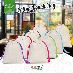Fabric Pouch 4" W x 5" H (10 cm x 13 cm) - Purple Handle (Customize) - Pamusan.com