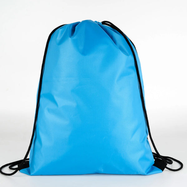 Turquoise Impertex drawstring backpack front view - Pamusan.com