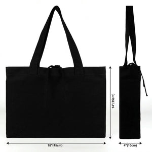 Große schwarze Leinwand‑Einkaufstasche, Abmessungen 18 × 14 × 4 Zoll (45 × 35 × 10 cm) – Pamusan.de