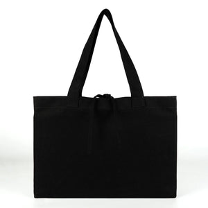 Leere große schwarze Leinwandtasche Vorderansicht – Pamusan.de
