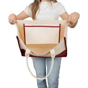 Große Canvas-Tasche Weihnachten – zweifarbig, 45 × 35 × 19 cm, Bordeaux, Schwarz oder Salbeigrün, 9 Motive für Weihnachten & Neujahr 2027 - Pamusan.de