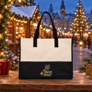 Große Canvas-Tasche Weihnachten – zweifarbig, 45 × 35 × 19 cm, Bordeaux, Schwarz oder Salbeigrün, 9 Motive für Weihnachten & Neujahr 2027 - Pamusan.de