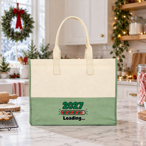 Große Canvas-Tasche Weihnachten – zweifarbig, 45 × 35 × 19 cm, Bordeaux, Schwarz oder Salbeigrün, 9 Motive für Weihnachten & Neujahr 2027 - Pamusan.de