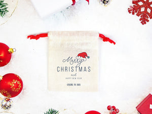 Personalized Christmas Cotton Drawstring Bag – Custom Holiday Gift Pouch — print detail | Pamusan