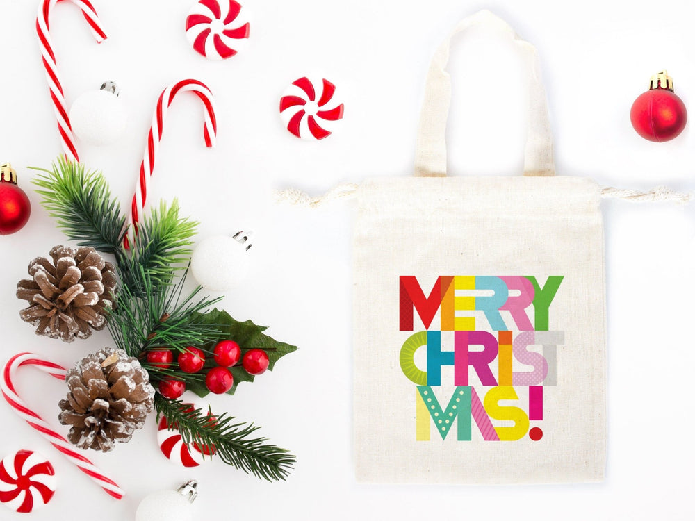 Merry Christmas Favor Bags, 6"W x 8"H (15 cm x 20 cm) | Pamusan