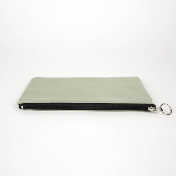 Mint Green Cotton Zippered Clutch Pouch – 12" × 8" (30 × 21 cm) – 10 oz Fabric - Pamusan.com