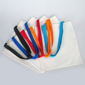 Natural Cotton Tote Bag with Red Handles – 14"x16" Reusable Blank Bag - Pamusan.com