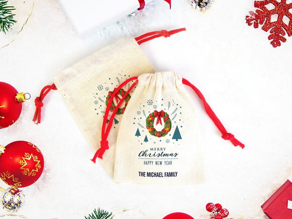 New Year and Merry Christmas Bags,  Custom Family or Company Gift Bags, You Can Add Logo & Text — logo detail | Pamusan