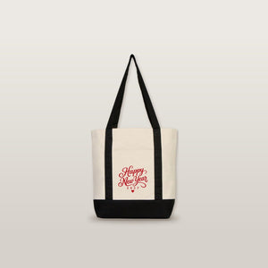 Canvas-Tasche Neujahr mit Fronttasche – 9 Motive Happy New Year 2027, Tragetasche 40 × 35 × 12 cm mit roten, schwarzen oder bordeauxroten Akzenten - Pamusan.de