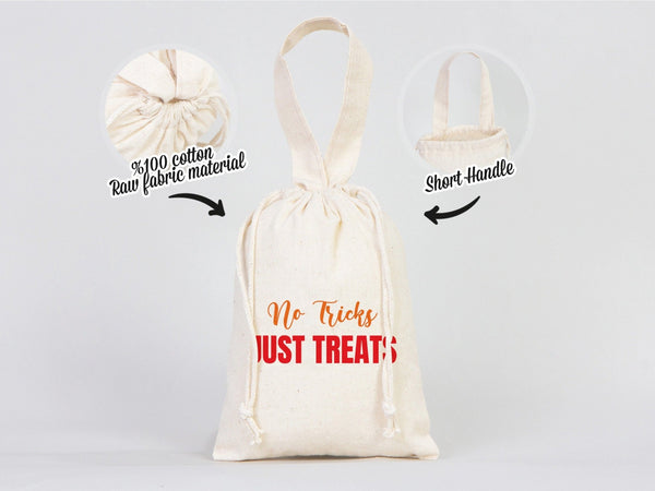No Tricks Just Treats | Eco-Friendly Cotton Party Favor Bags — alternate view | Pamusan