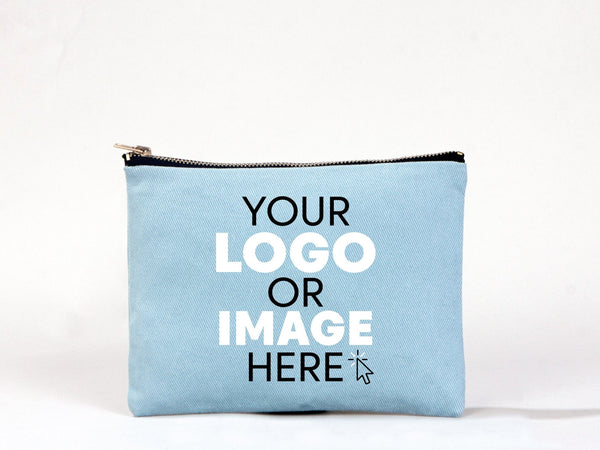 Organizer Cosmetic Bag ,Blue Clutch Bag 8"W x 6"H , Logo Design Make Up Bag - Pamusan.com