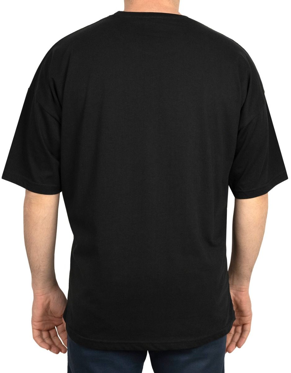 Oversized Bicycle Collar Non - printing T-Shirt Black - Pamusan.com