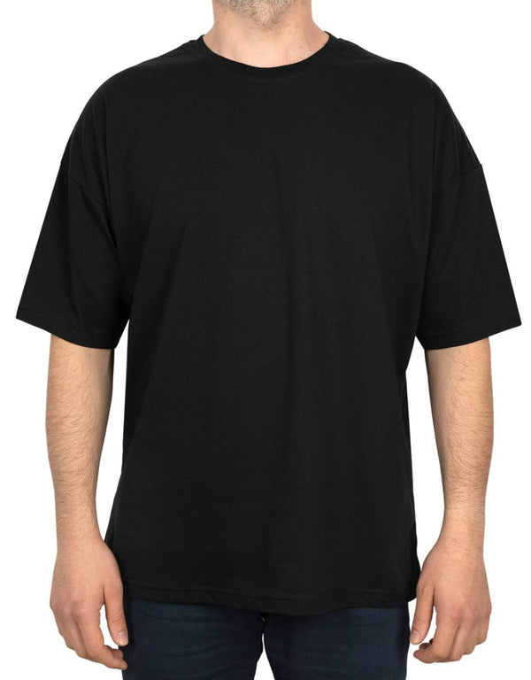 Oversized Bicycle Collar Non - printing T-Shirt Black - Pamusan.com