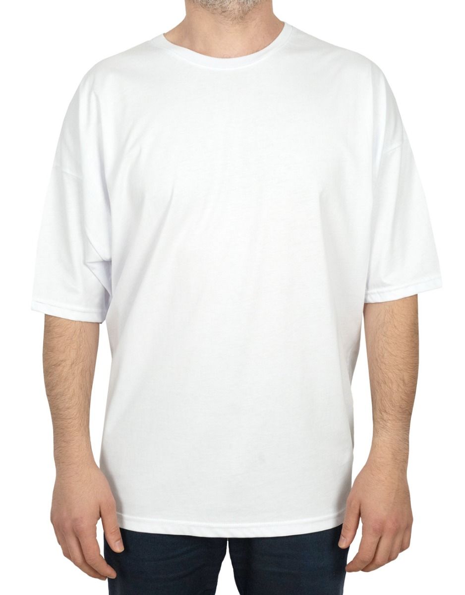 Oversized Bicycle Collar Non - printing T-Shirt White - Pamusan.com