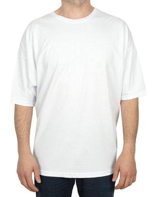 Oversized Bicycle Collar Non - printing T-Shirt White - Pamusan.com