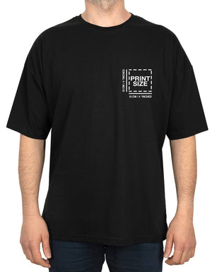 Oversized Bicycle Collar Printed T-Shirt Black - Pamusan.com