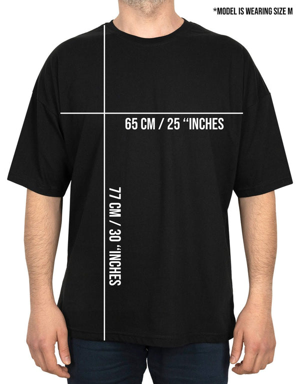 Oversized Bicycle Collar Printed T-Shirt Black - Pamusan.com
