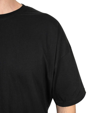 Oversized Bicycle Collar Printed T-Shirt Black - Pamusan.com