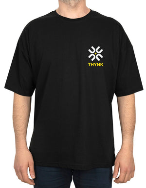 Oversized Bicycle Collar Printed T-Shirt Black - Pamusan.com