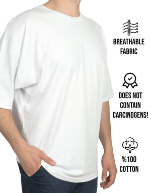 Oversized Bicycle Collar Printed T-Shirt White - Pamusan.com