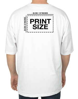Oversized Bicycle Collar Printed T-Shirt White - Pamusan.com