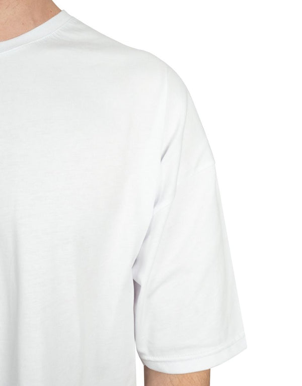 Oversized Bicycle Collar Printed T-Shirt White - Pamusan.com