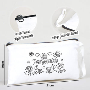 Paintable Pencil Case with Thursday Design – 8" × 4" - 6 oz - Pamusan.com