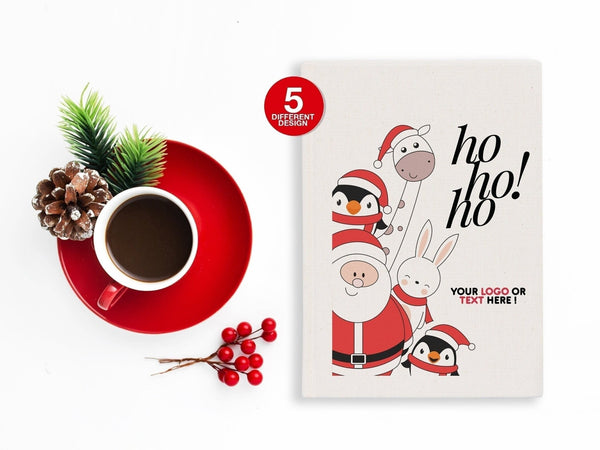 Personalised Christmas Notebooks 6" × 8" (15 × 20 cm) , Ho Ho Ho, Christmas Gift Notebooks — print detail | Pamusan