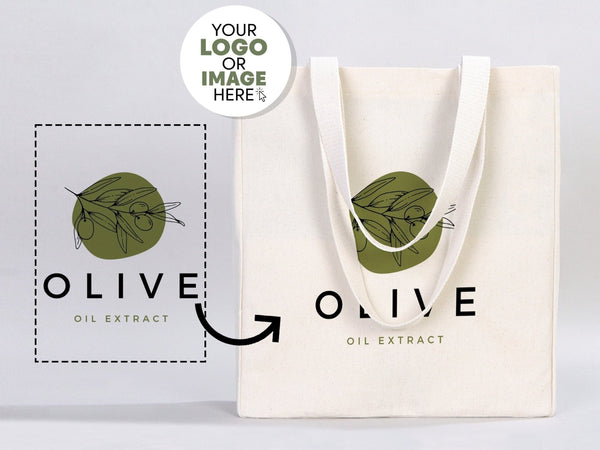 Personalized Canvas Tote Bags – 16"W x 14"H x 5"L Custom Logo Cotton Bags - Pamusan.com