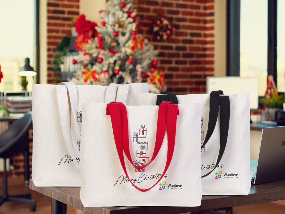 Personalized Christmas Tote Bag – Holiday Designs (18 Options), 18"x14"x3" – Add Name or Logo - Pamusan.com