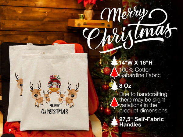 Personalized Gnomie Christmas - 14"W x 16"H (35 cm x 40 cm) Tote Bag - Pamusan.com