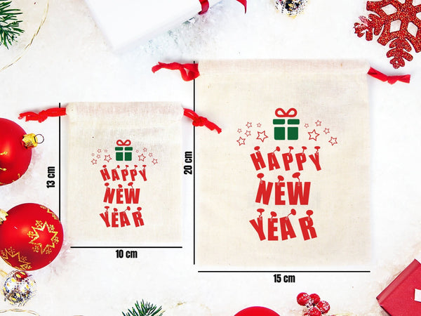 Personalized Happy New Year Gift Bag, New Year's Eve Party Favor, Custom New Year Bag — logo detail | Pamusan