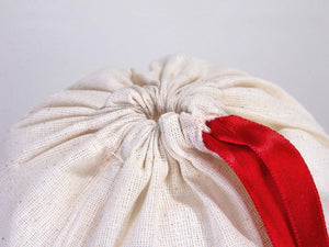 Personalized Fabric Pouch Bag with Red Ribbon - 8x12 inches (20x30 cm) — print detail | Pamusan
