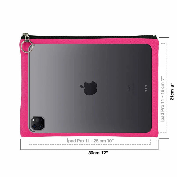 Personalized Pink Cotton Clutch Pouch – 12" × 8" (30 × 21 cm) – 10 oz Fabric - Pamusan.com