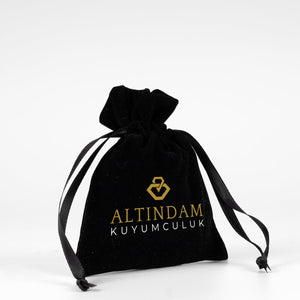 Personalized Velvet Rose Drawstring Pouch – Black – 4" × 5" (10 × 13 cm) - Pamusan.com