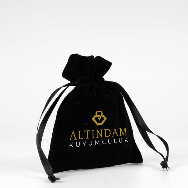 Personalized Velvet Rose Drawstring Pouch – Black – 4" × 5" (10 × 13 cm) - Pamusan.com