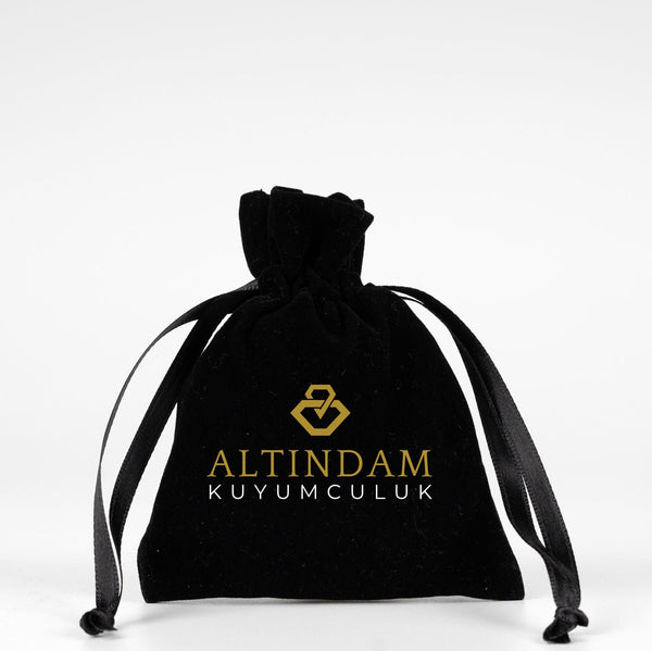 Personalized Velvet Rose Drawstring Pouch – Black – 4" × 5" (10 × 13 cm) - Pamusan.com