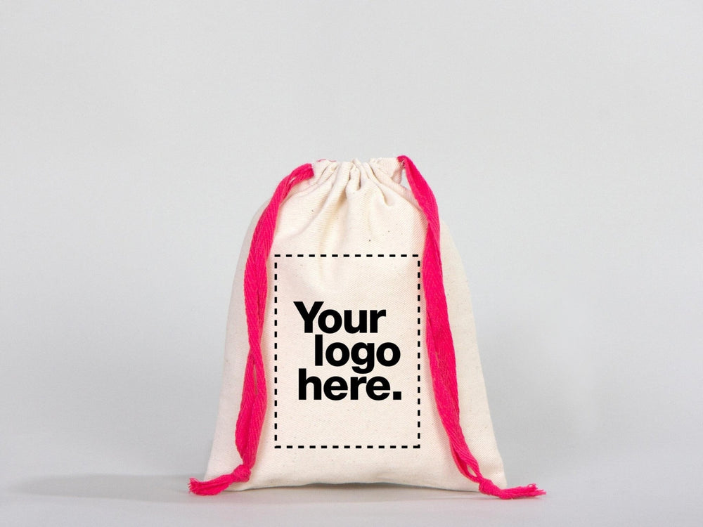 Pink Drawstring Cotton Pouch 6x8" | Custom Organic Bag | Pamusan
