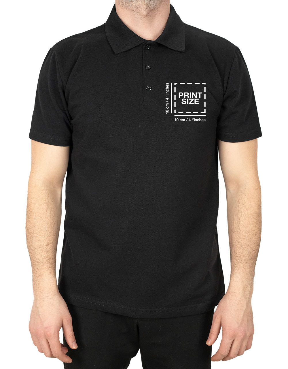 Polo Collar Black T-Shirt - Digital Print - Pamusan.com
