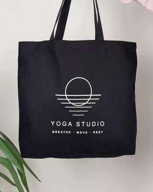 Schwarze Strandtasche aus Segeltuch 19x16x4 – Großer, umweltfreundlicher Shopper für Einkauf & Reise